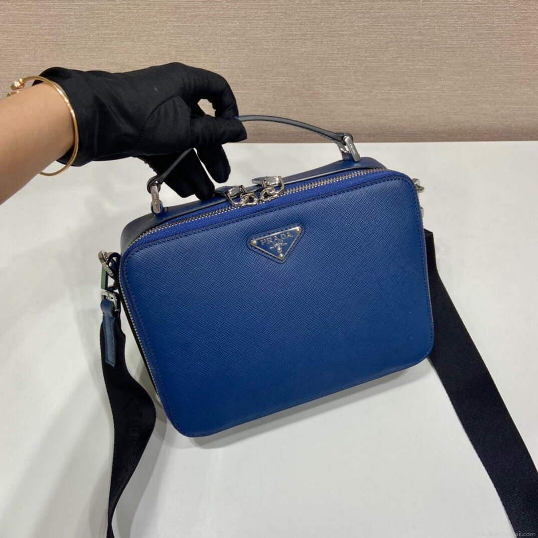 Prada 2VH069 Brique Saffiano leather bag Bluette