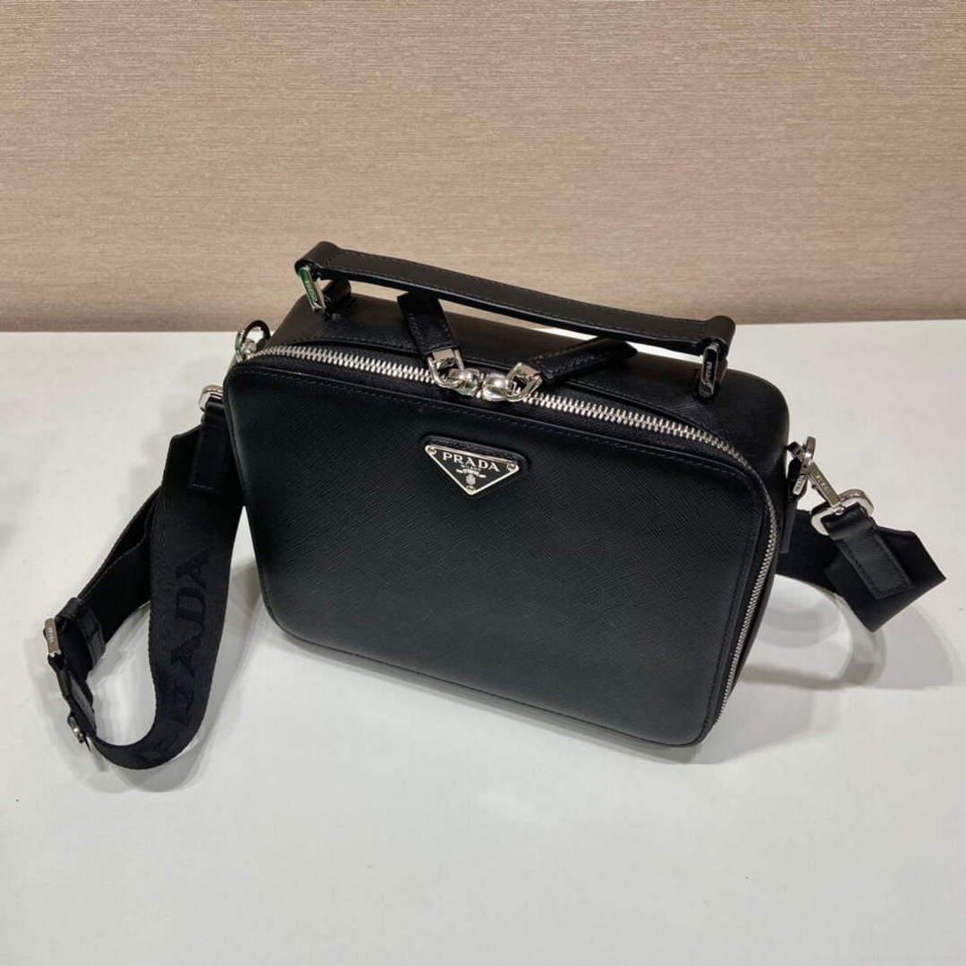 Prada 2VH069 Brique Saffiano leather bag Black