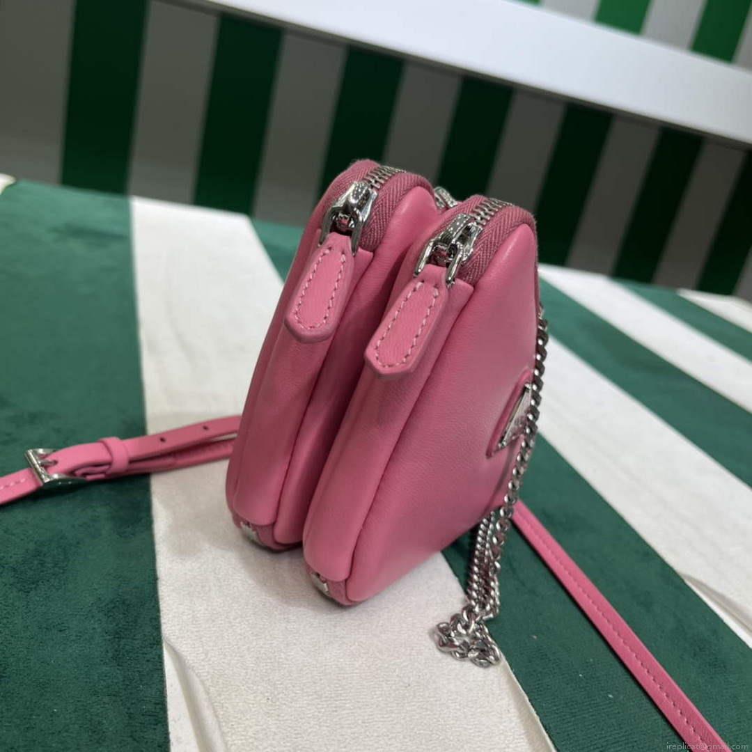 Prada 1NR015 Saffiano leather mini pouch Pink