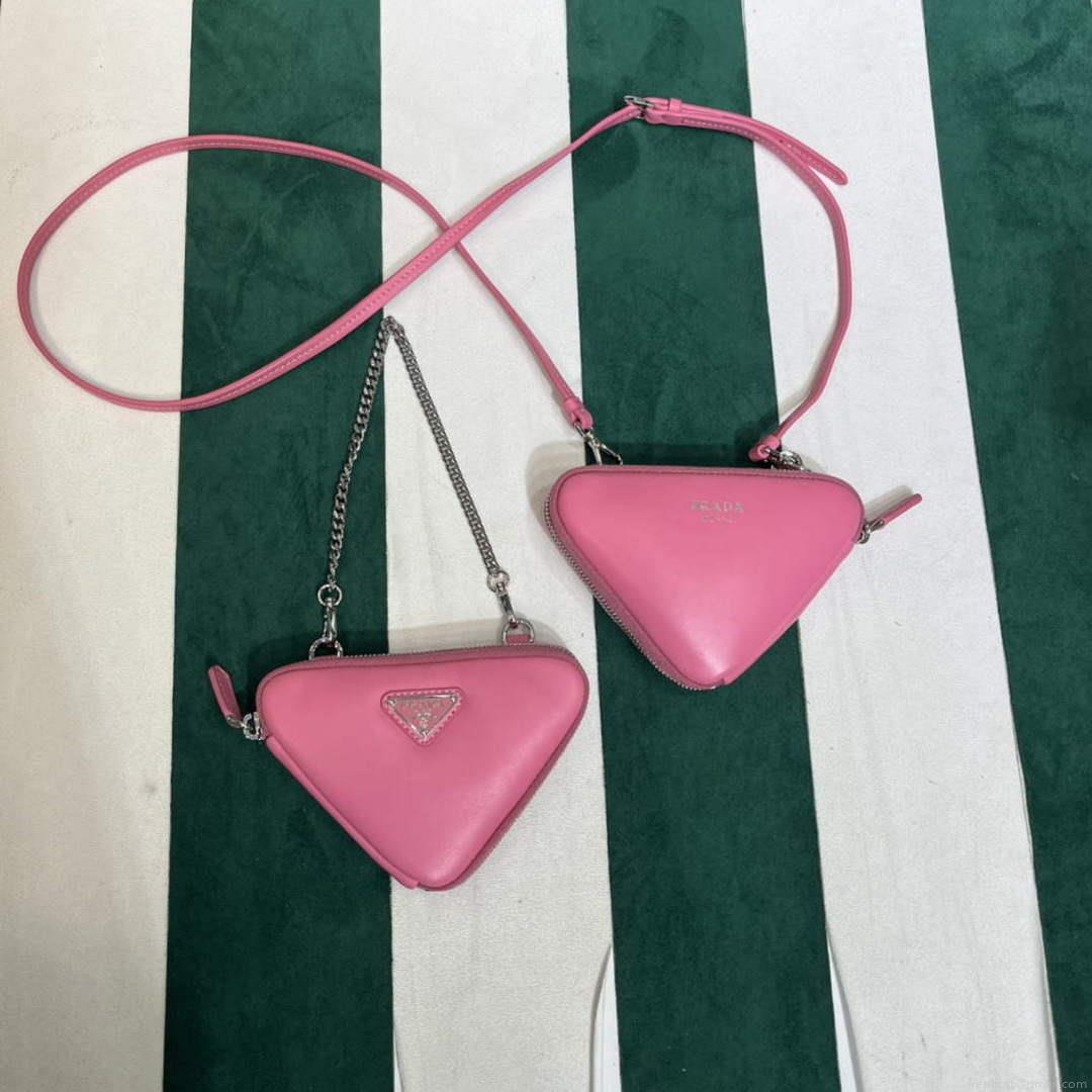 Prada 1NR015 Saffiano leather mini pouch Pink