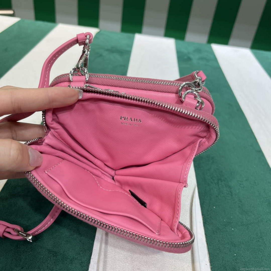 Prada 1NR015 Saffiano leather mini pouch Pink