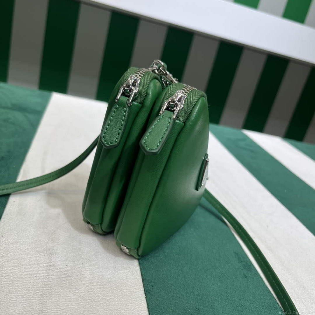 Prada 1NR015 Saffiano leather mini pouch Green