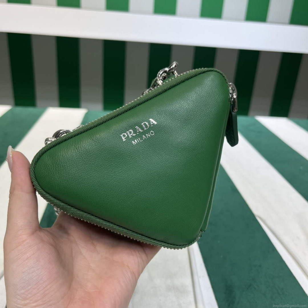 Prada 1NR015 Saffiano leather mini pouch Green