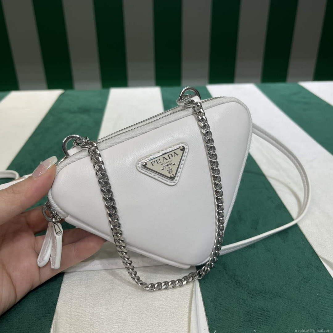 Prada 1NR015 Saffiano leather mini pouch White