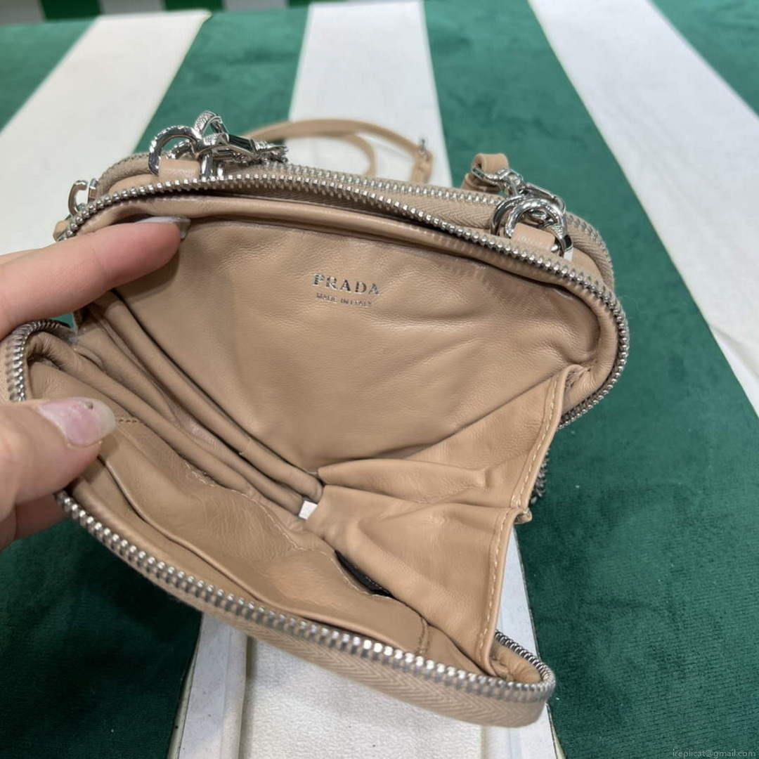 Prada 1NR015 Saffiano leather mini pouch powder pink