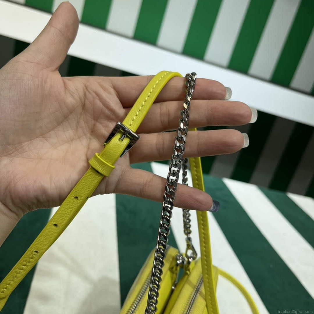 Prada 1NR015 Saffiano leather mini pouch lemon yellow