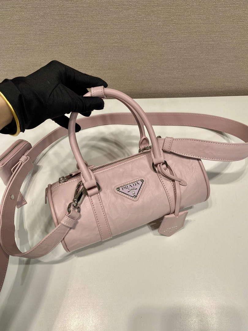 Prada 1BA389 Antique Nappa Leather Handbag Pink