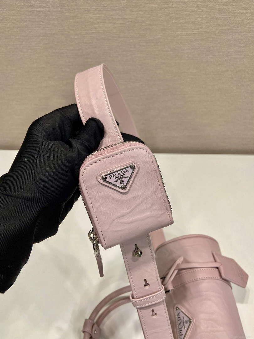 Prada 1BA389 Antique Nappa Leather Handbag Pink