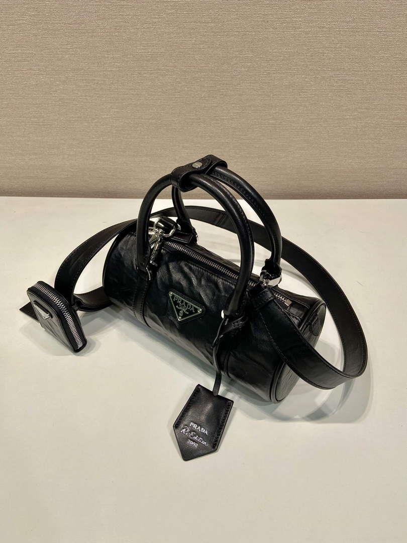 Prada 1BA389 Antique Nappa Leather Handbag Black