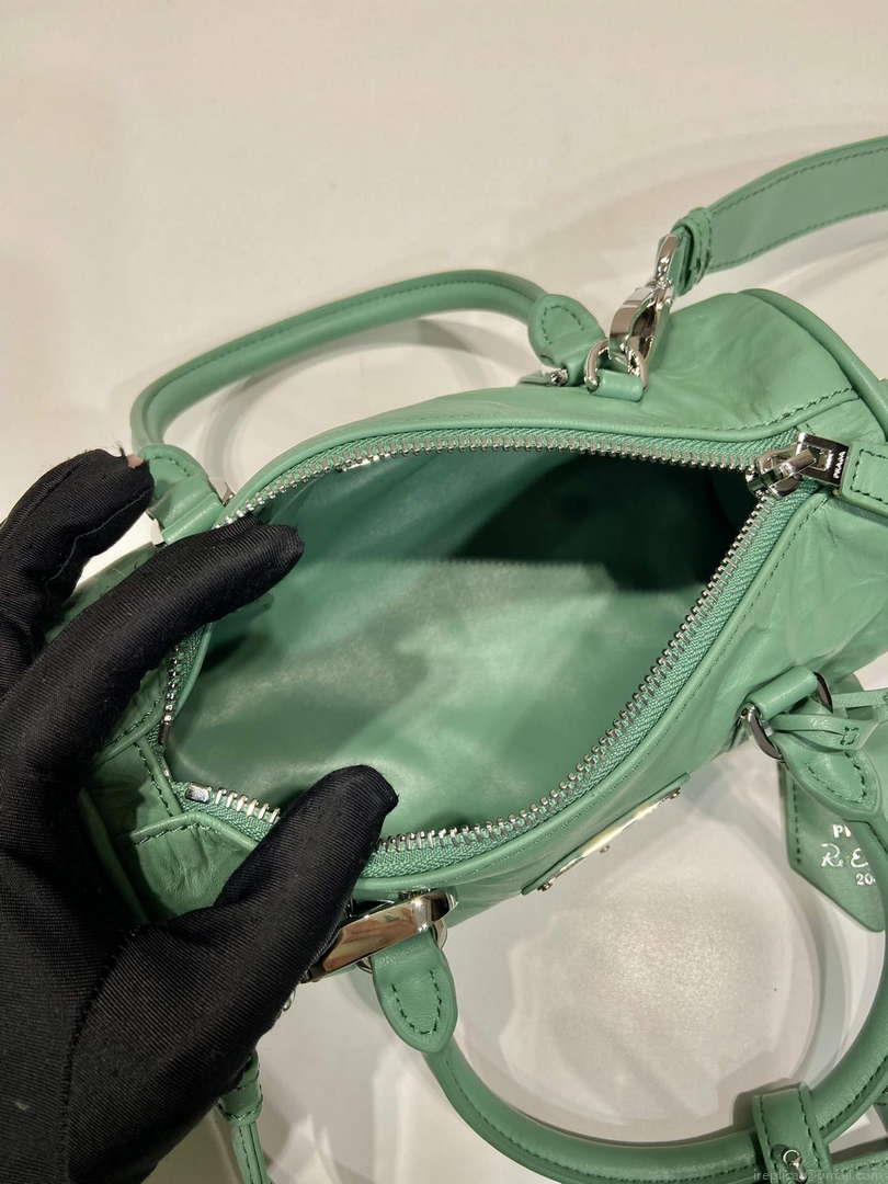 Prada 1BA389 Antique Nappa Leather Handbag Green