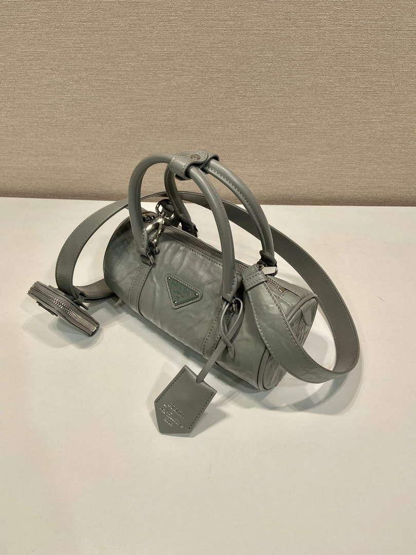 Prada 1BA389 Antique Nappa Leather Handbag Gray