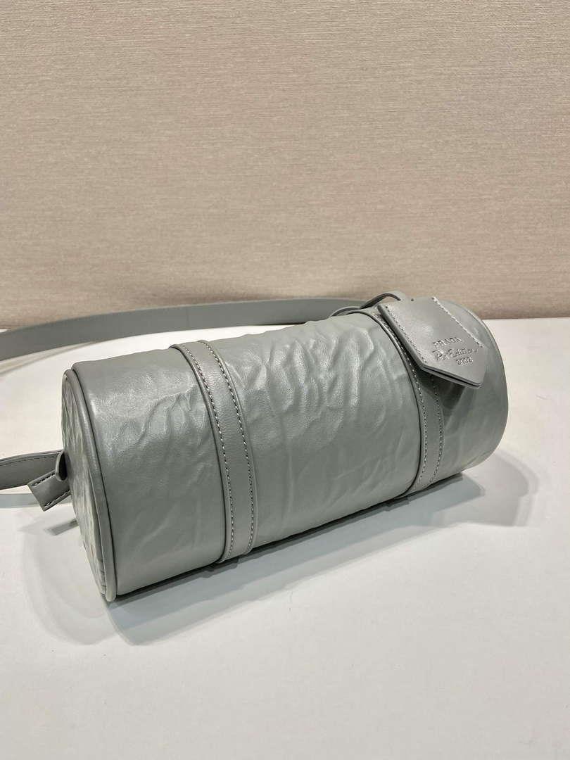 Prada 1BA389 Antique Nappa Leather Handbag Gray