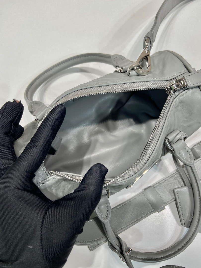 Prada 1BA389 Antique Nappa Leather Handbag Gray