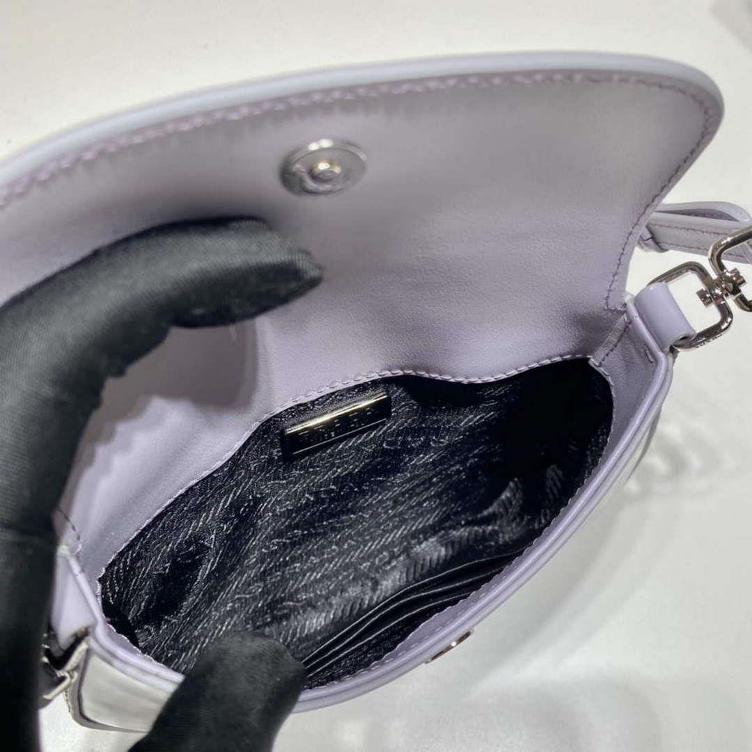 Prada 1BH188 Prada Cleo Brushed Leather Mini Bag Purple