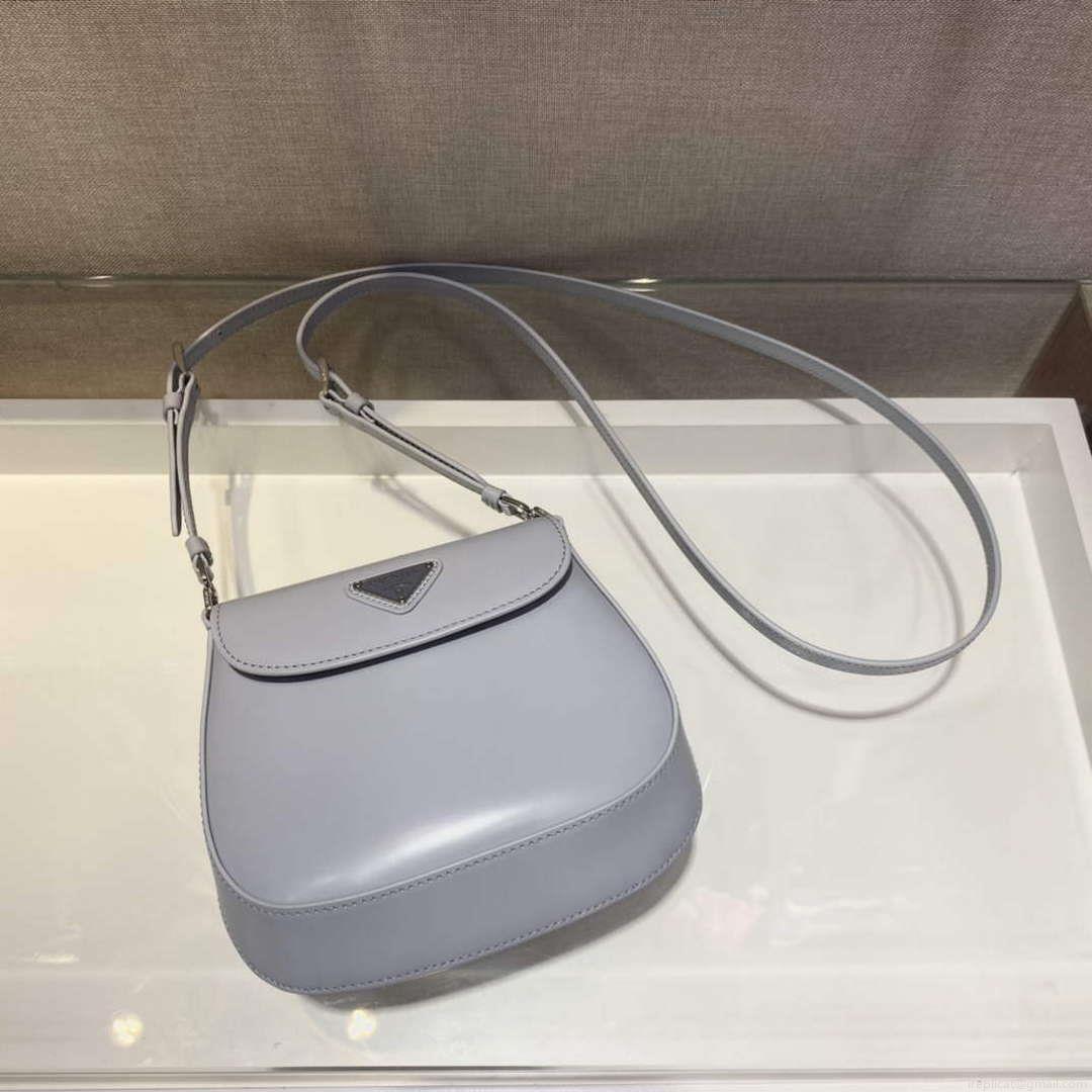 Prada 1BH188 Prada Cleo Brushed Leather Mini Bag Light blue