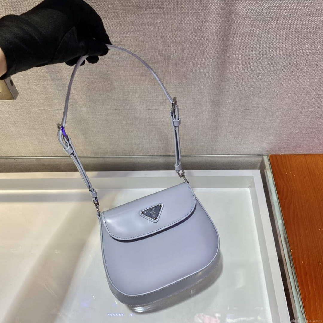 Prada 1BH188 Prada Cleo Brushed Leather Mini Bag Light blue