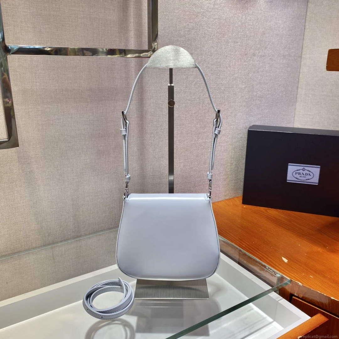 Prada 1BH188 Prada Cleo Brushed Leather Mini Bag Light blue