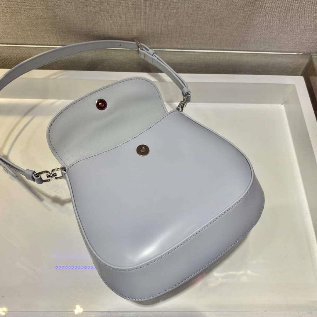 Prada 1BH188 Prada Cleo Brushed Leather Mini Bag Light blue