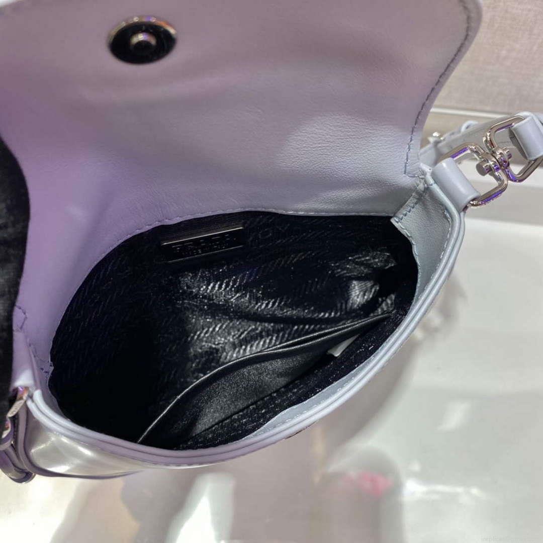 Prada 1BH188 Prada Cleo Brushed Leather Mini Bag Light blue