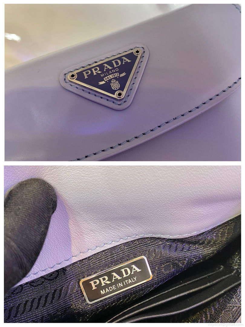 Prada 1BH188 Prada Cleo Brushed Leather Mini Bag Light blue