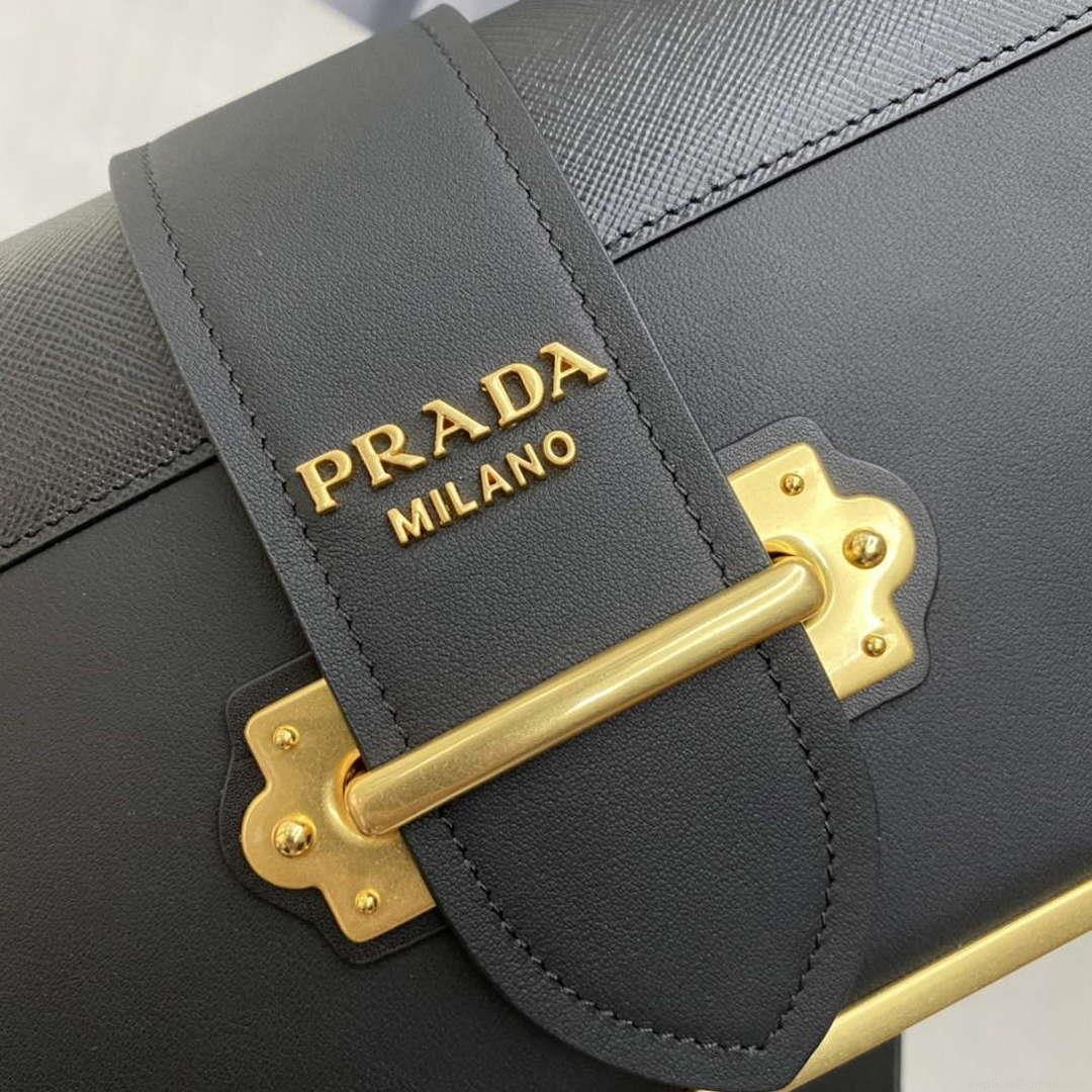 Prada 1BD045 Prada Cahier Leather Bag Black