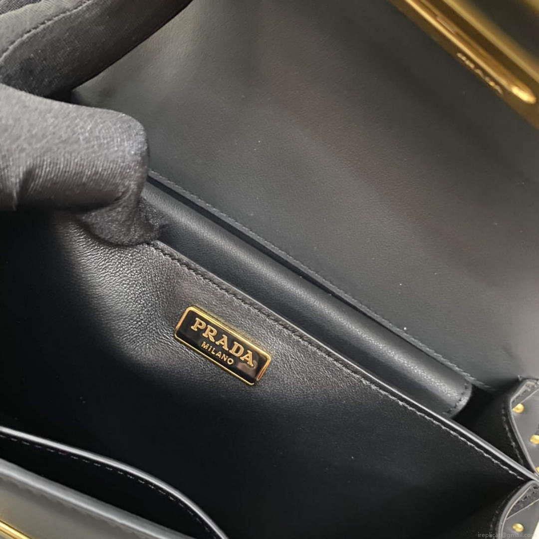 Prada 1BD045 Prada Cahier Leather Bag Black