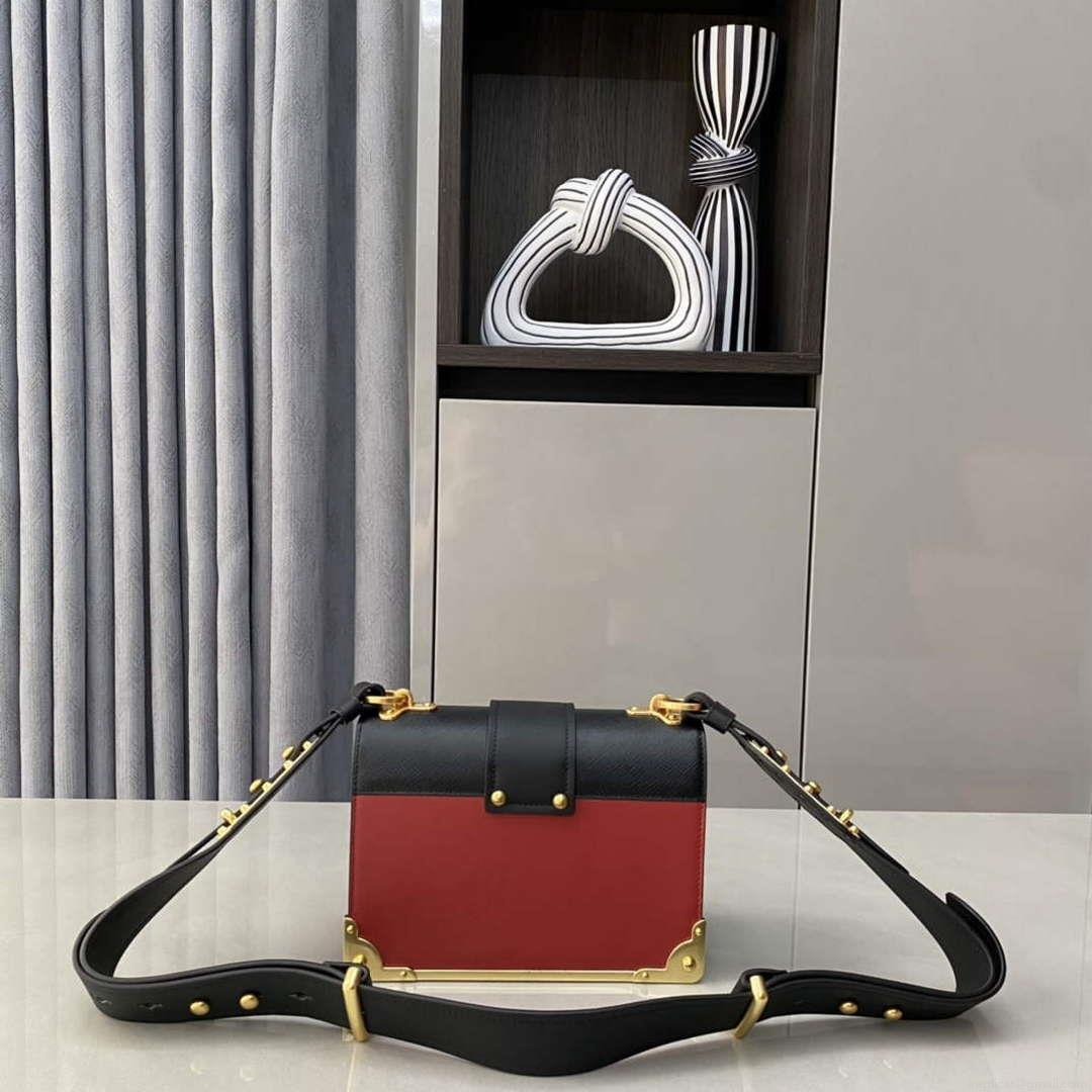 Prada 1BD045 Prada Cahier Leather Bag Red