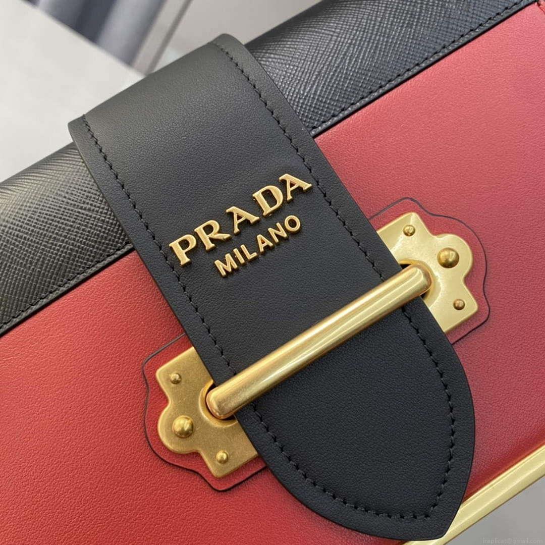 Prada 1BD045 Prada Cahier Leather Bag Red