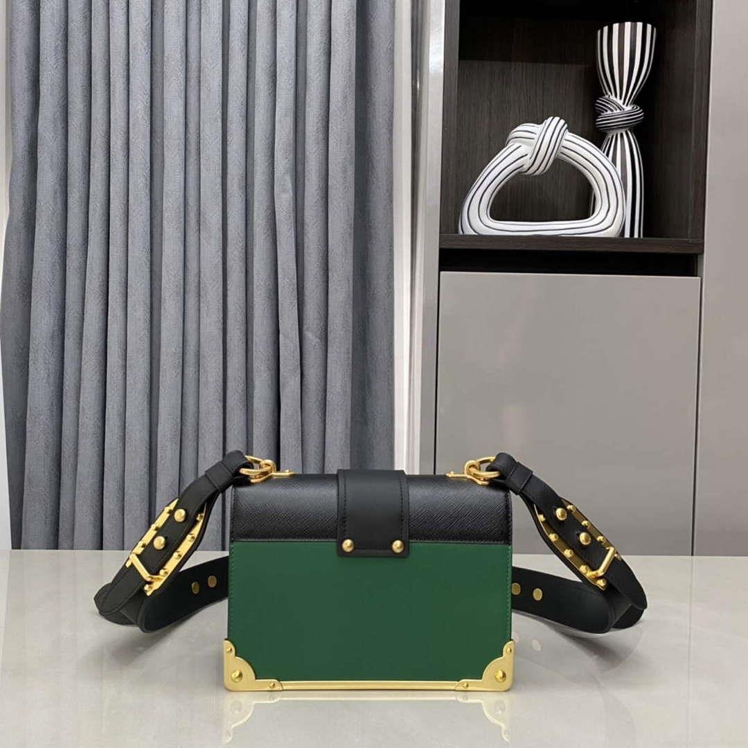 Prada 1BD045 Prada Cahier Leather Bag Green