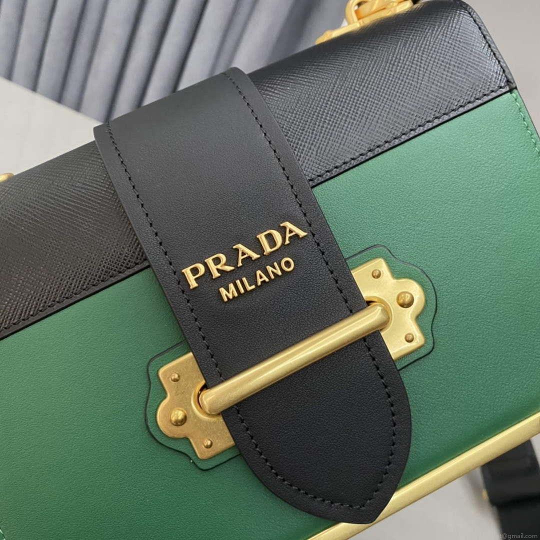 Prada 1BD045 Prada Cahier Leather Bag Green