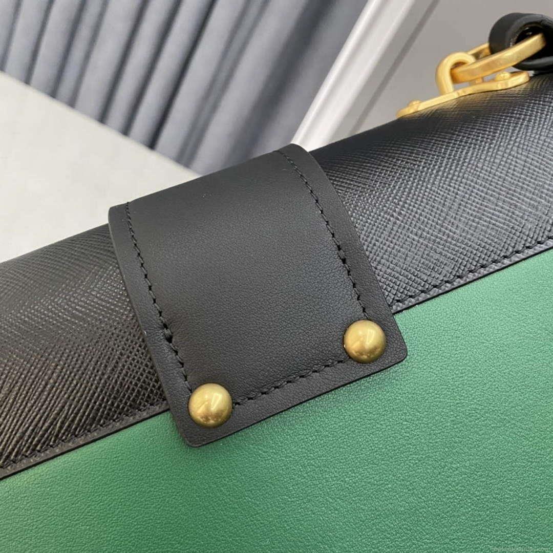 Prada 1BD045 Prada Cahier Leather Bag Green