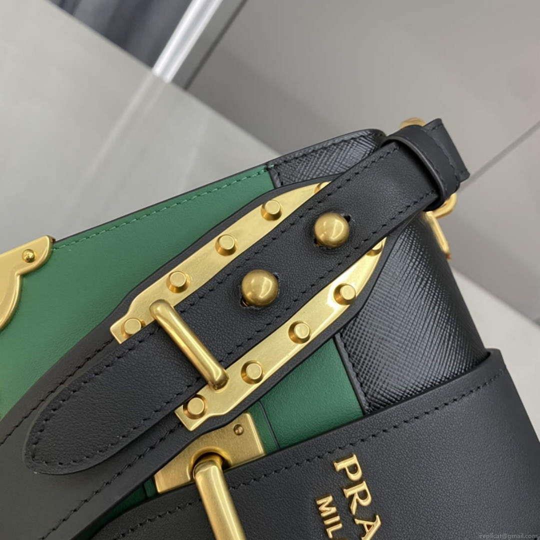 Prada 1BD045 Prada Cahier Leather Bag Green