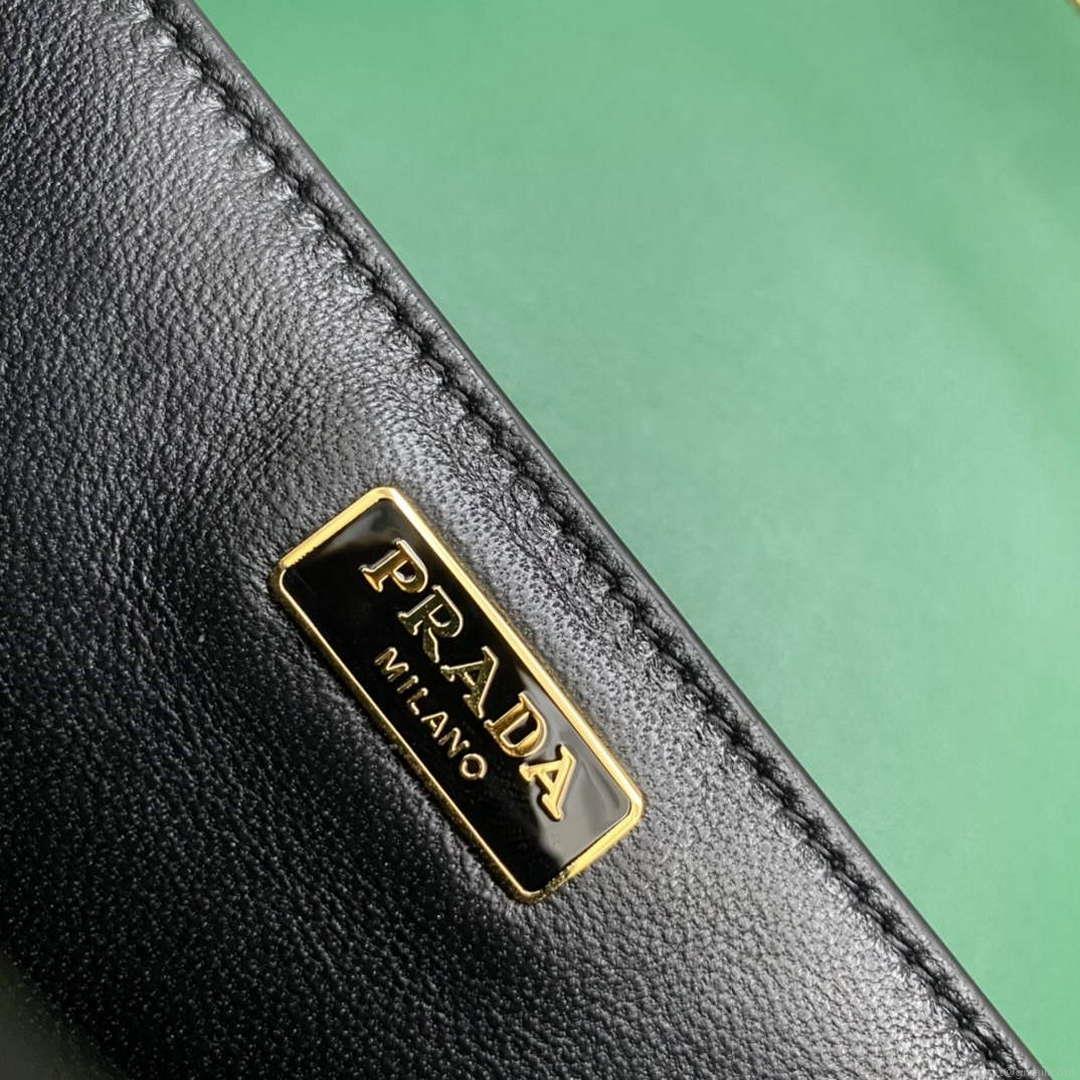 Prada 1BD045 Prada Cahier Leather Bag Green