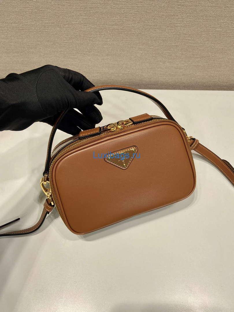 Prada 1BH203 Prada Odette Leather Mini-Bag Brown
