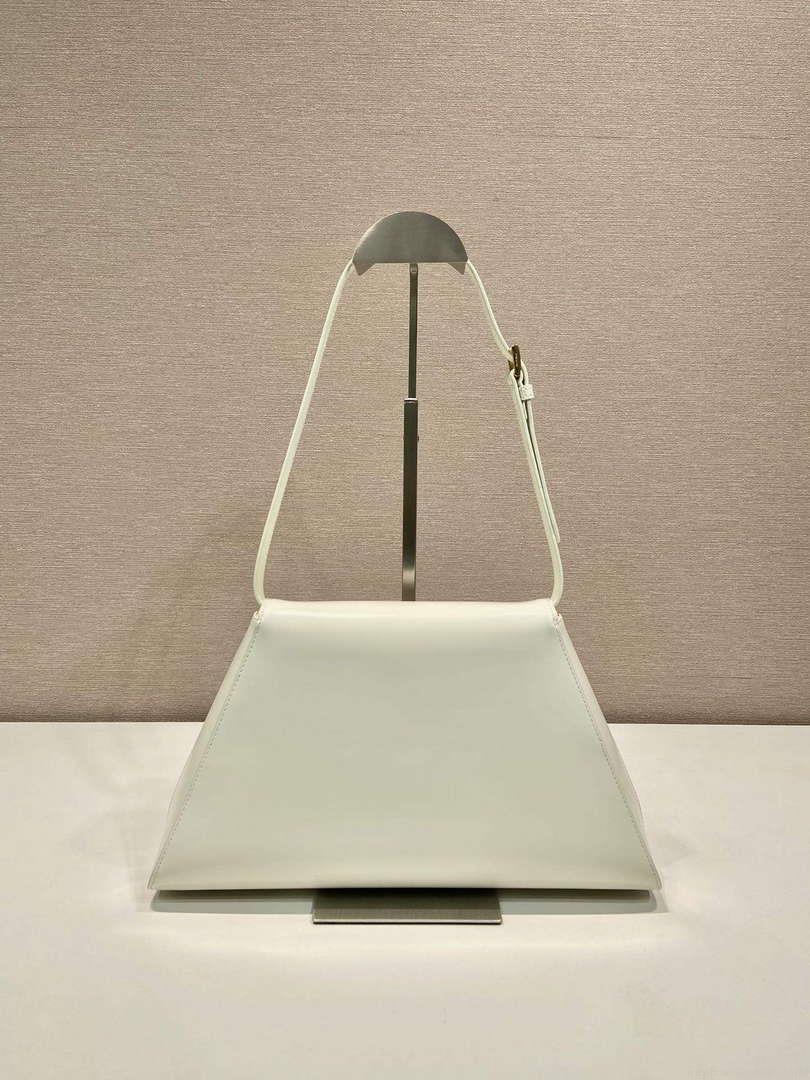 Prada 1BD343 Medium Brushed Leather Handbag White