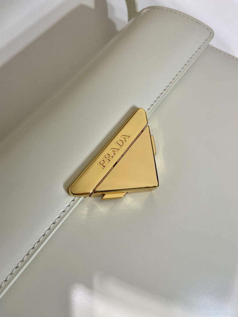 Prada 1BD343 Medium Brushed Leather Handbag White
