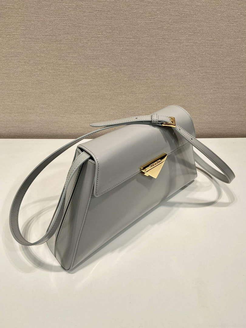 Prada 1BD343 Medium Brushed Leather Handbag Grey
