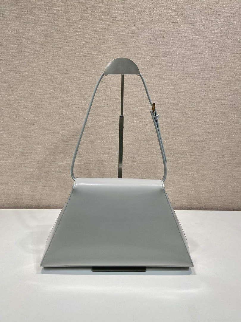 Prada 1BD343 Medium Brushed Leather Handbag Grey