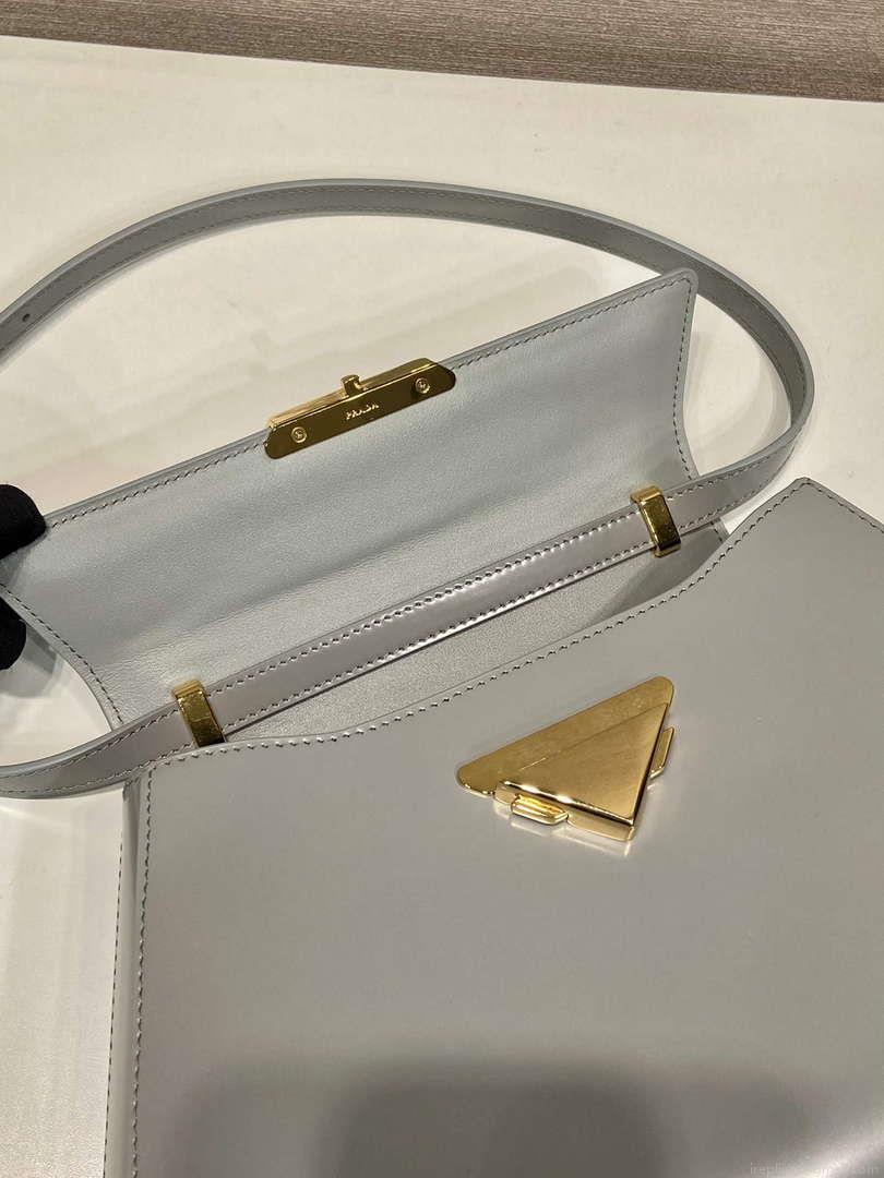 Prada 1BD343 Medium Brushed Leather Handbag Grey