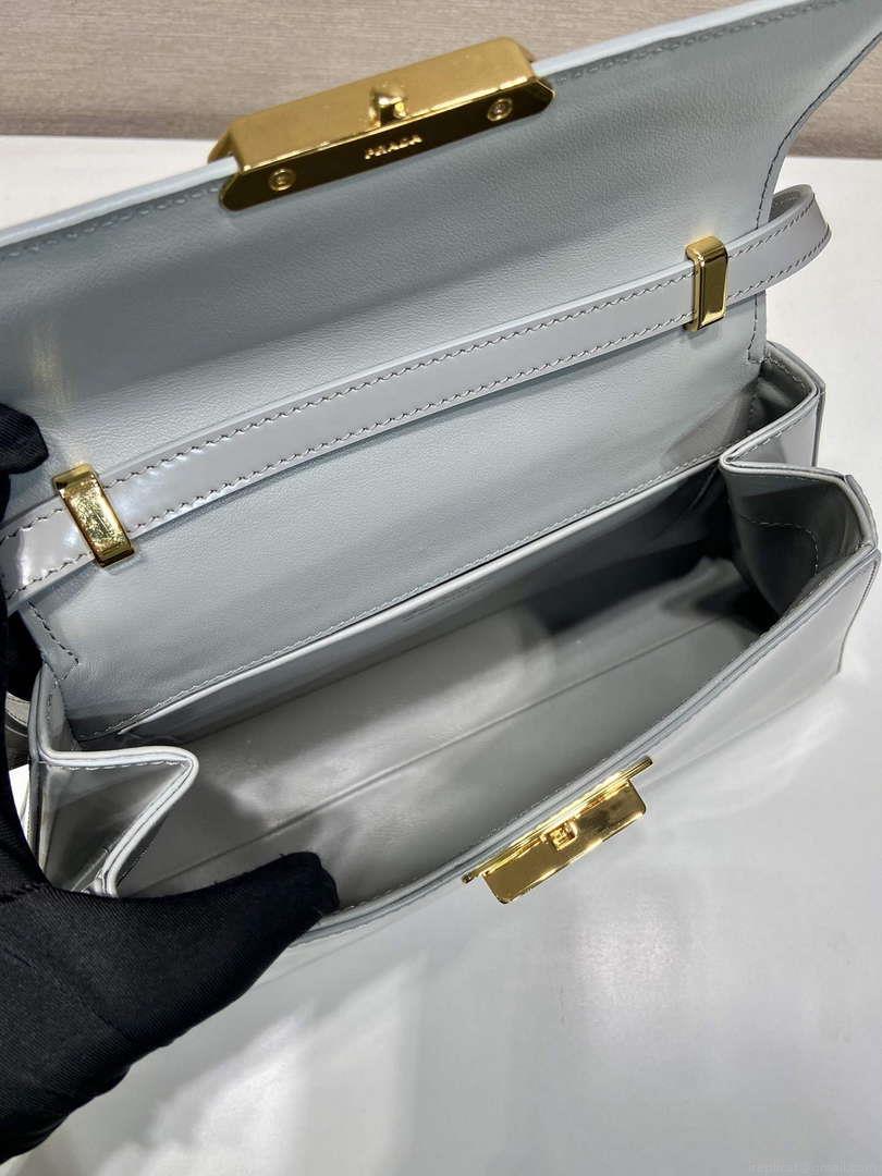 Prada 1BD343 Medium Brushed Leather Handbag Grey