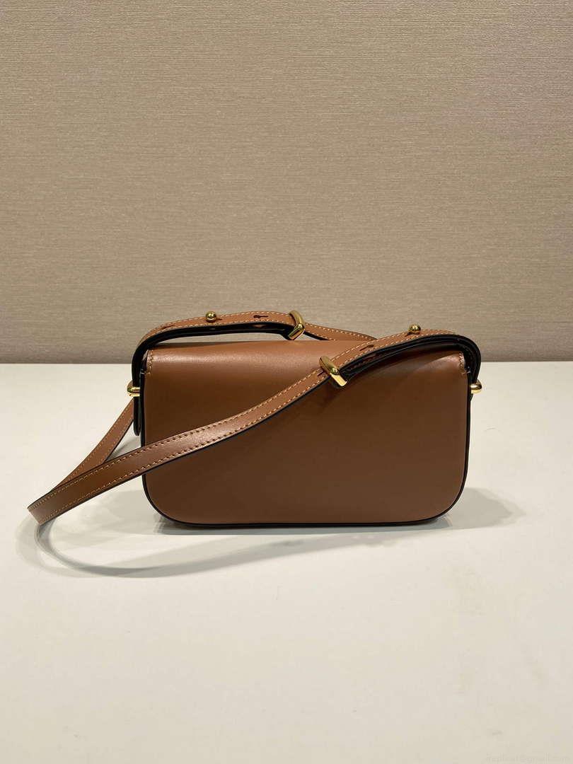 Prada 1BD339 Leather Shoulder Bag Cognac