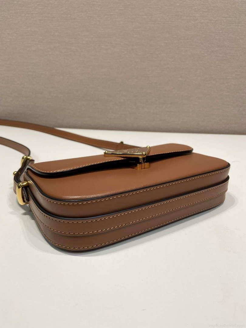 Prada 1BD339 Leather Shoulder Bag Cognac