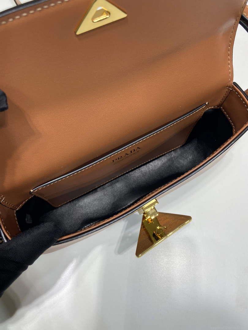 Prada 1BD339 Leather Shoulder Bag Cognac