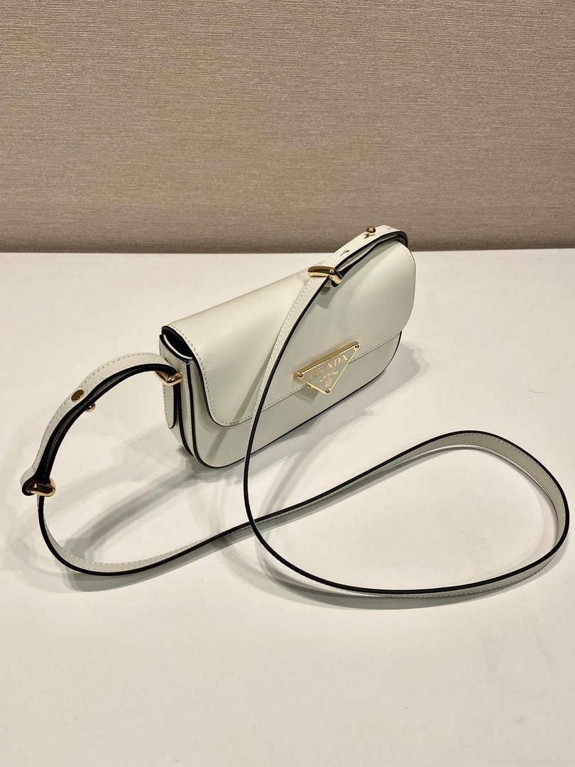 Prada 1BD339 Leather Shoulder Bag White