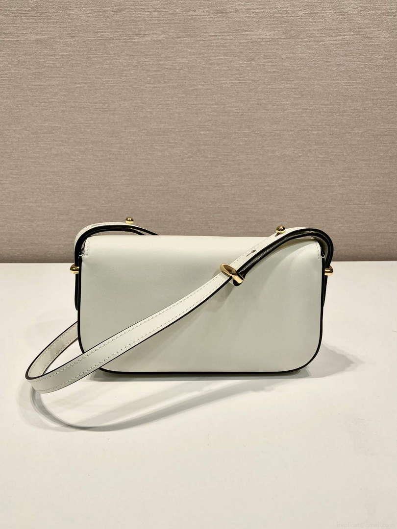 Prada 1BD339 Leather Shoulder Bag White