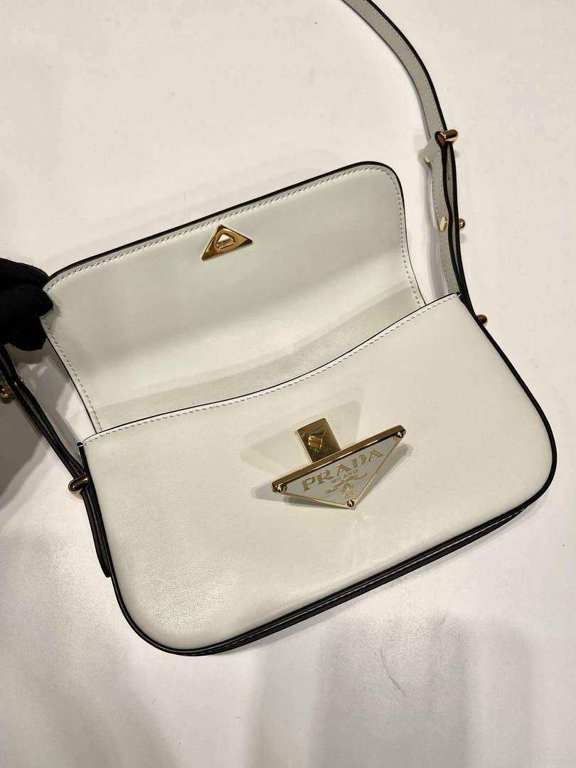 Prada 1BD339 Leather Shoulder Bag White