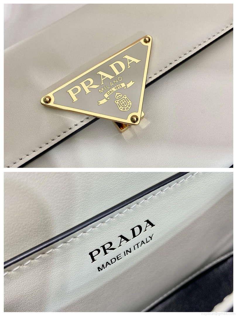Prada 1BD339 Leather Shoulder Bag White