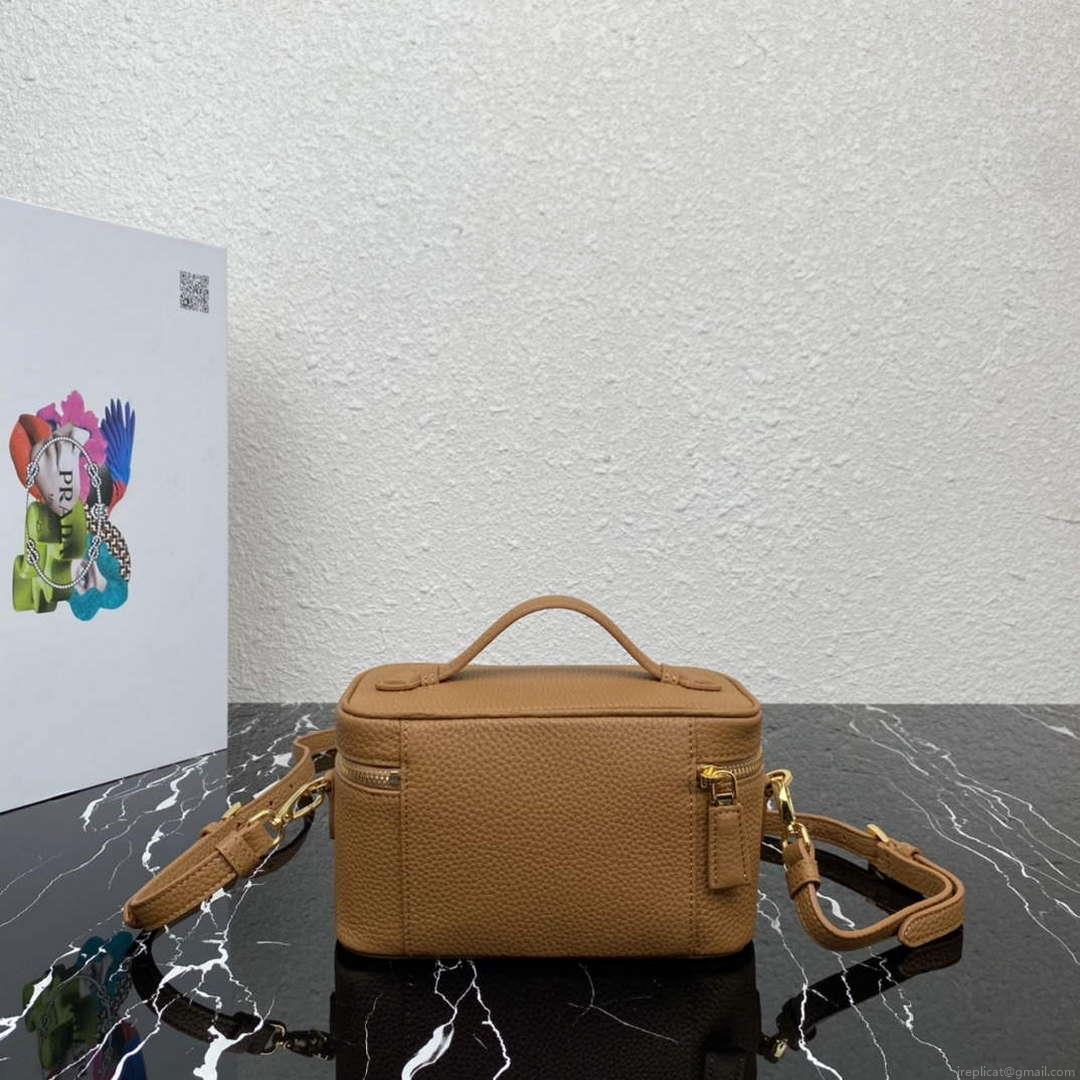 Prada 1BH202 Leather Mini Bag Cognac
