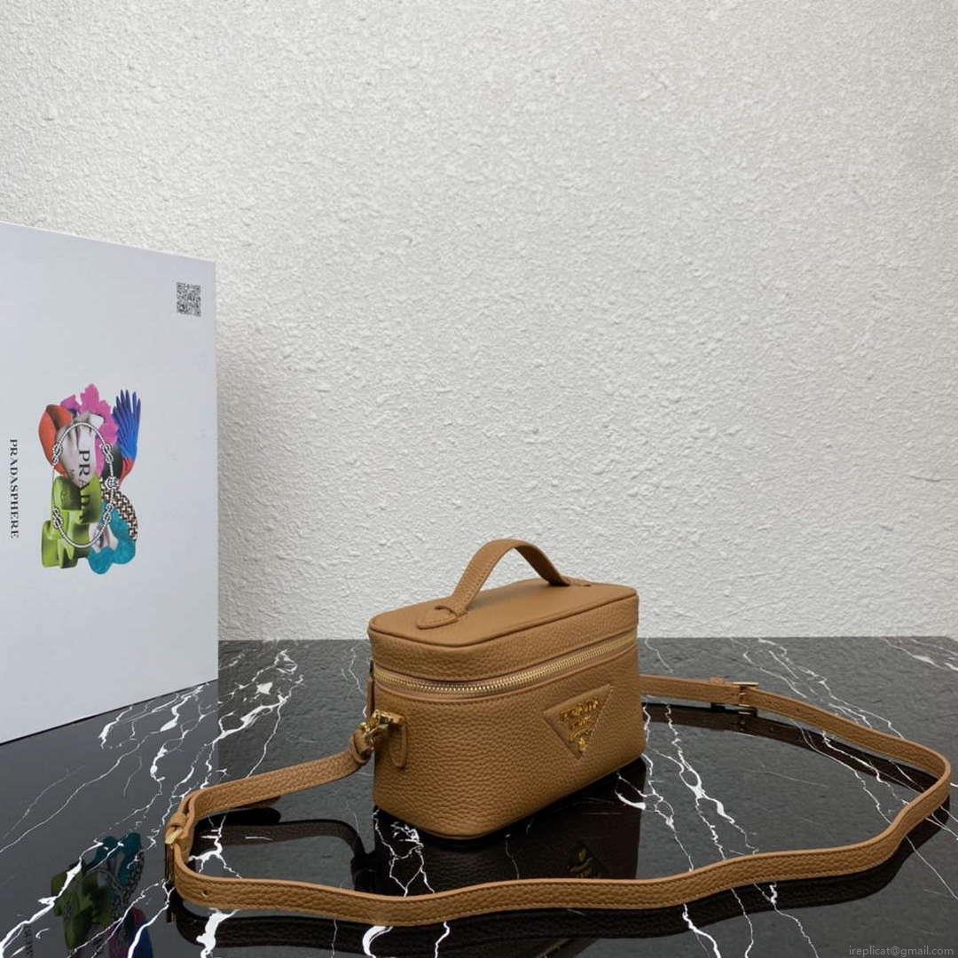 Prada 1BH202 Leather Mini Bag Cognac