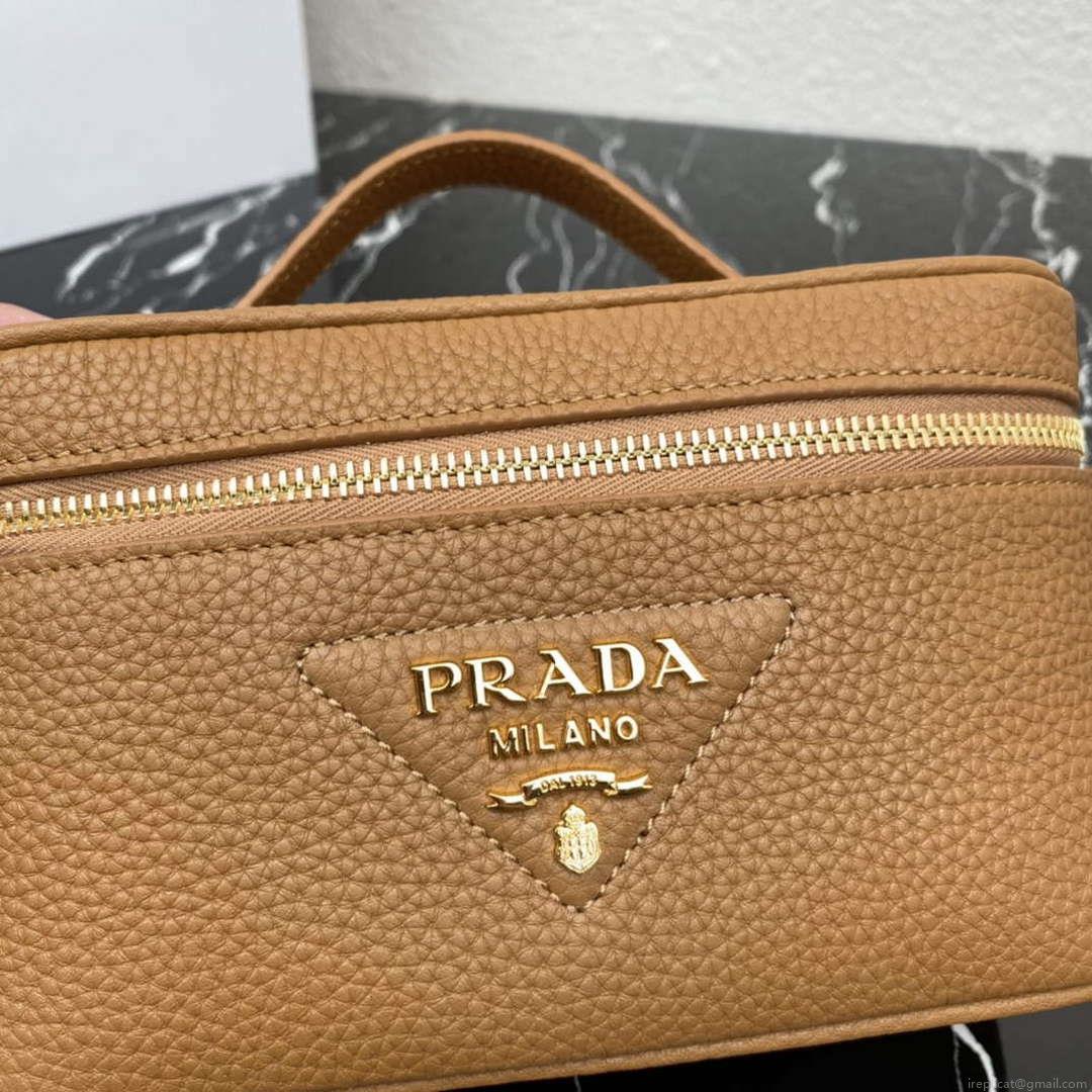 Prada 1BH202 Leather Mini Bag Cognac